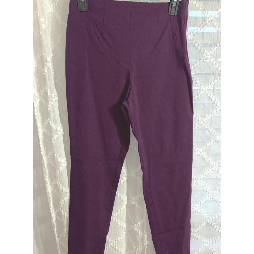 Womens Purple High Rise Slim Tapered Dress Pants Side Zip Tailored Trousers Plum